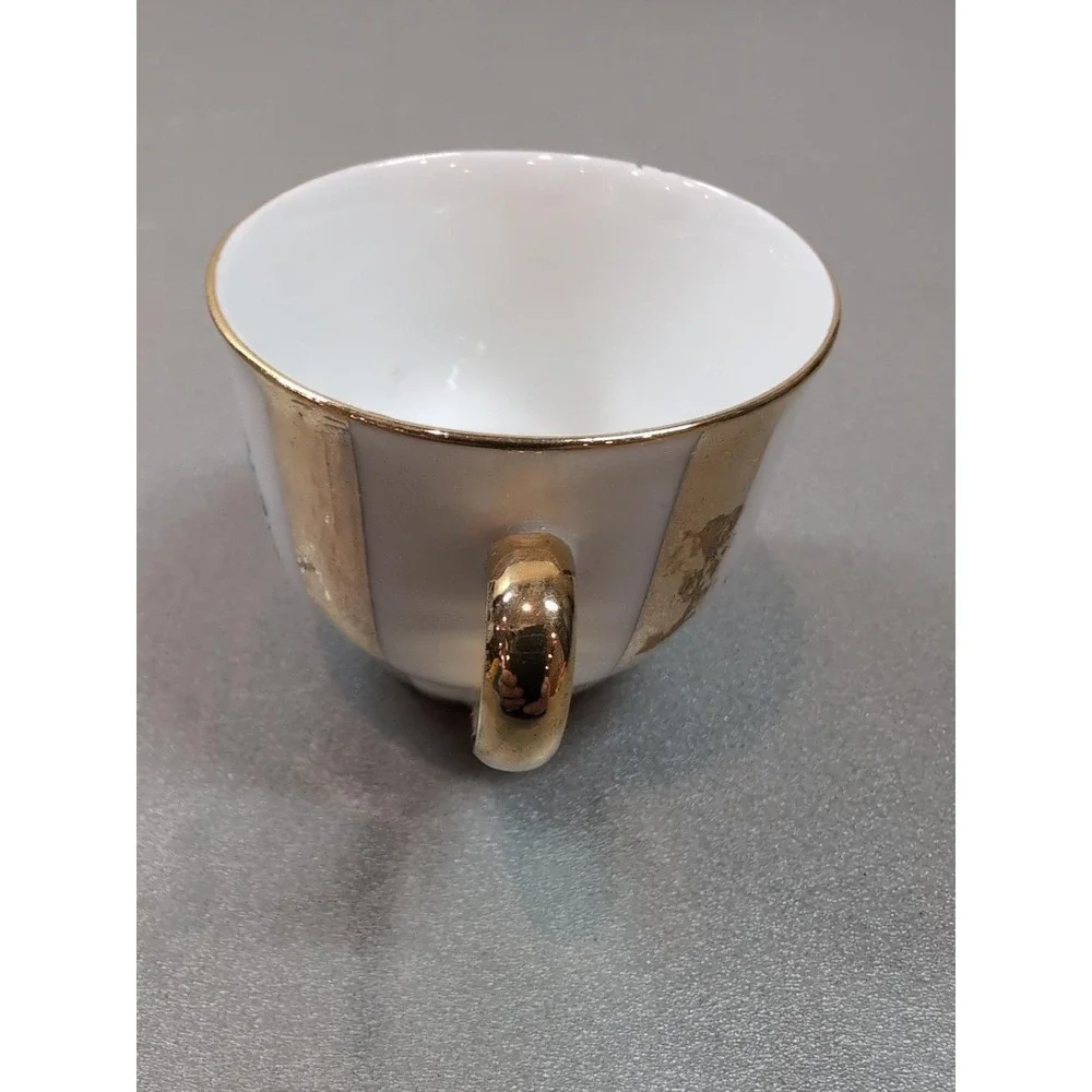 Vintage Czechoslovakia Porcelain Demitasse Cup Gold Courting Couple 792 Espresso